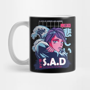 sad anime vaporwave girl Mug